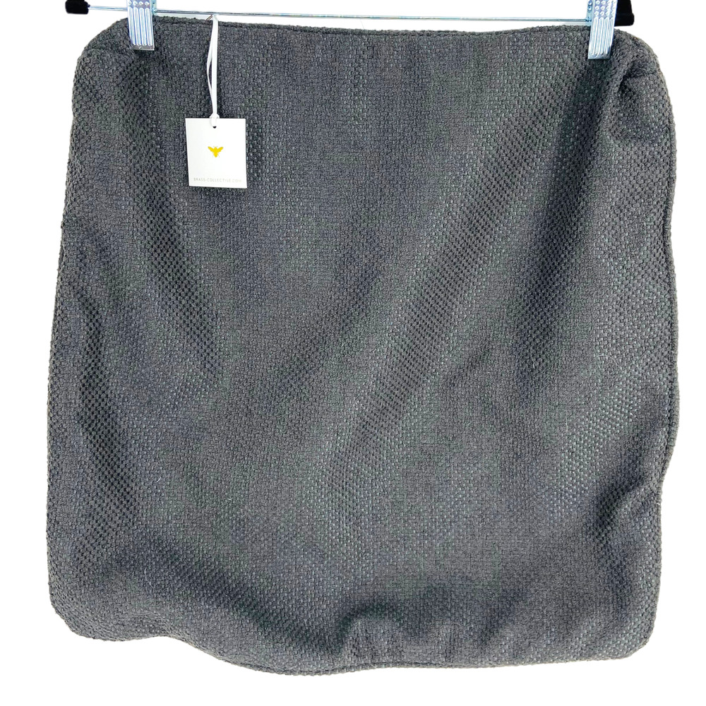 NWT Brass Collective Charcoal Gray Textured Throw Pillow Cover 22"x22"